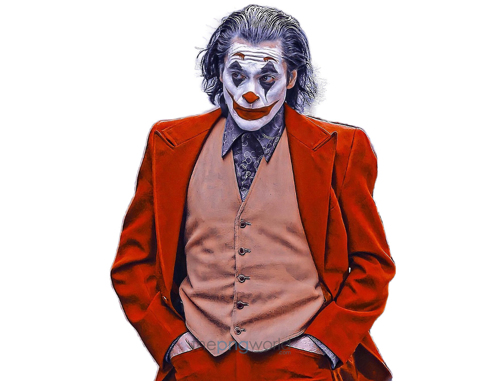 Joker Face with Red Jacket Walking in PNG Transparent Image joker,halloween,face,horror,haunt,art,character,movie,dark knight,batman,it,gotham,suicide squad,joaquin phoenix,png,jacket